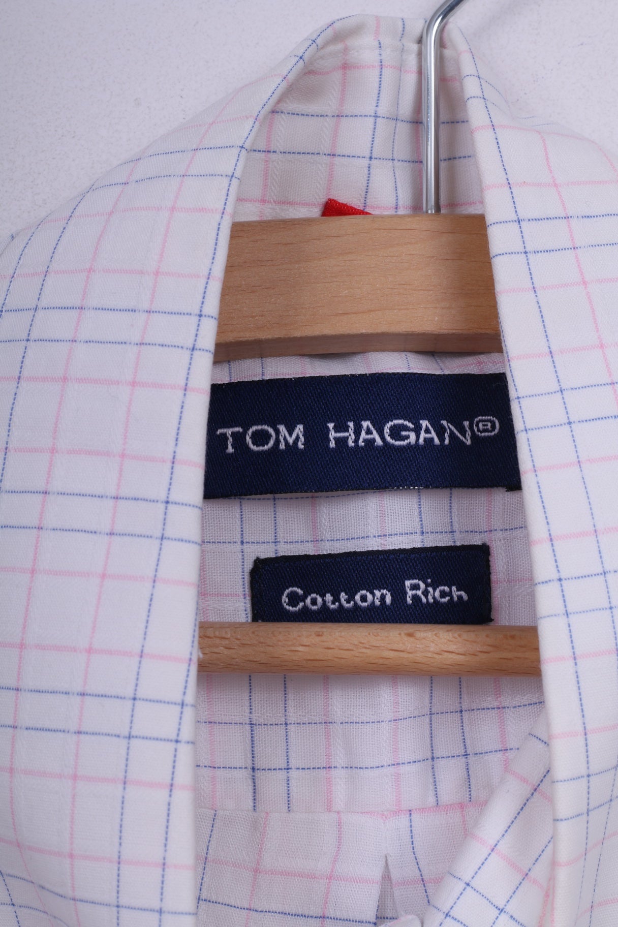 Tom Hagan Hommes M 39/40 Chemise décontractée à carreaux blancs à manches courtes en coton riche haut d'été 