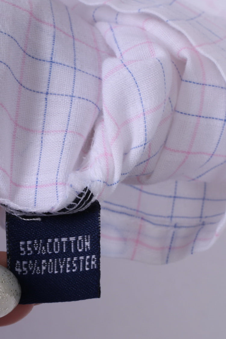 Tom Hagan Hommes M 39/40 Chemise décontractée à carreaux blancs à manches courtes en coton riche haut d'été 