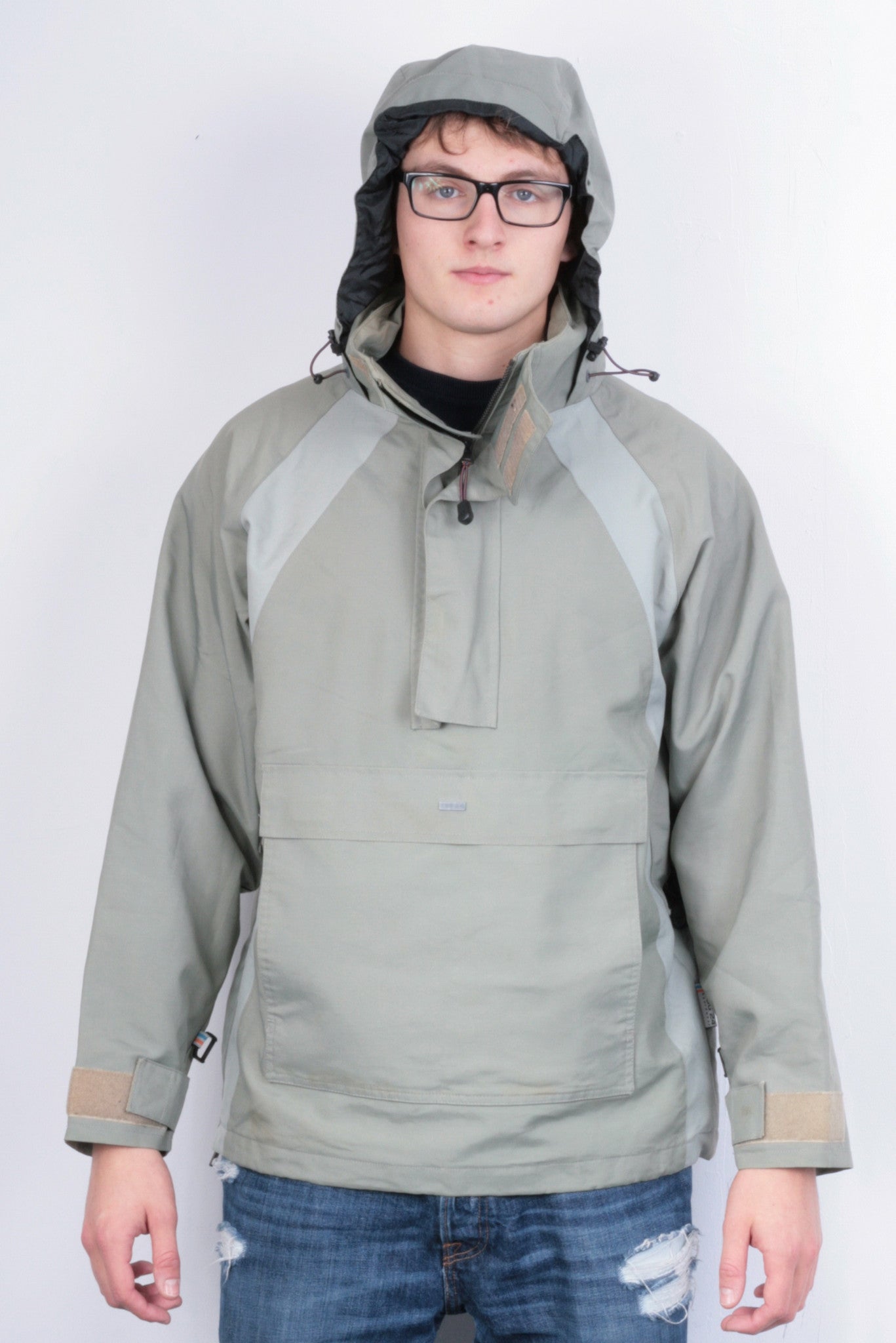 Tog24 Mens S Jacket Green Hood Anorak Nylon Parka Performance Clothing Systems - RetrospectClothes