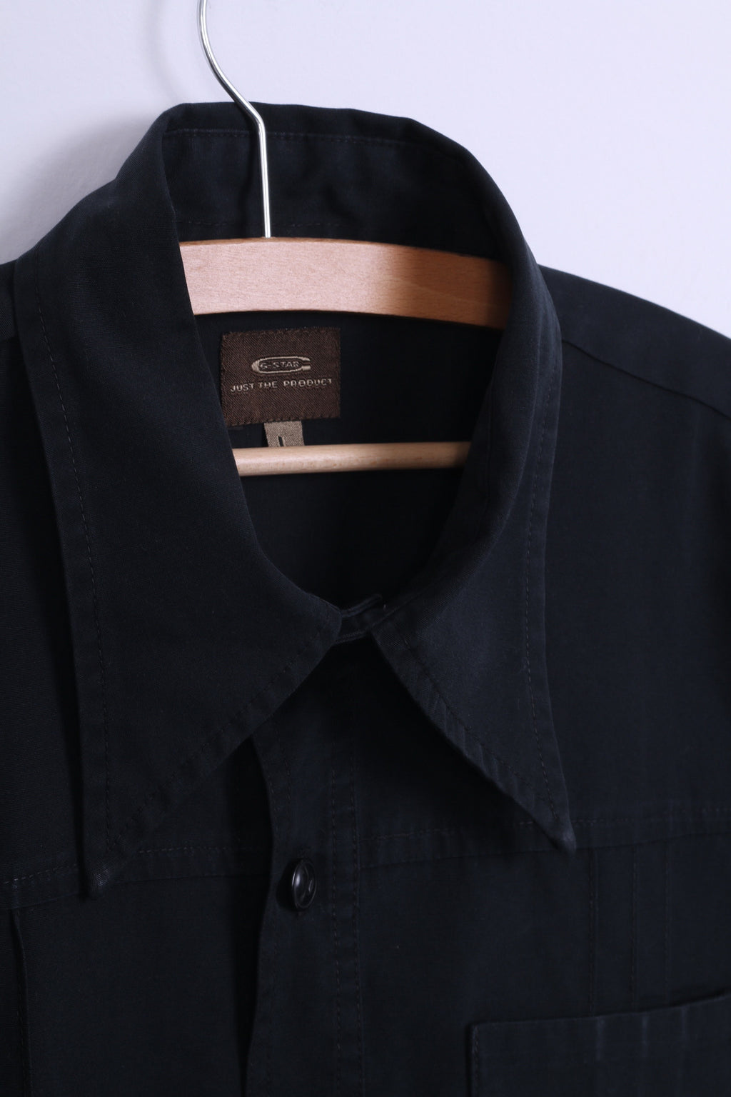G-Star Mens L Casual Shirt Short Sleeve Black Cotton