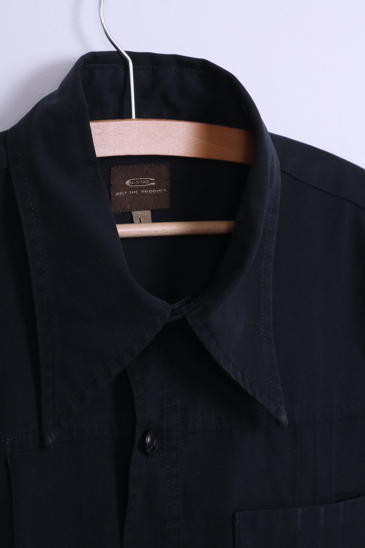 G-Star Mens L Casual Shirt Short Sleeve Black Cotton