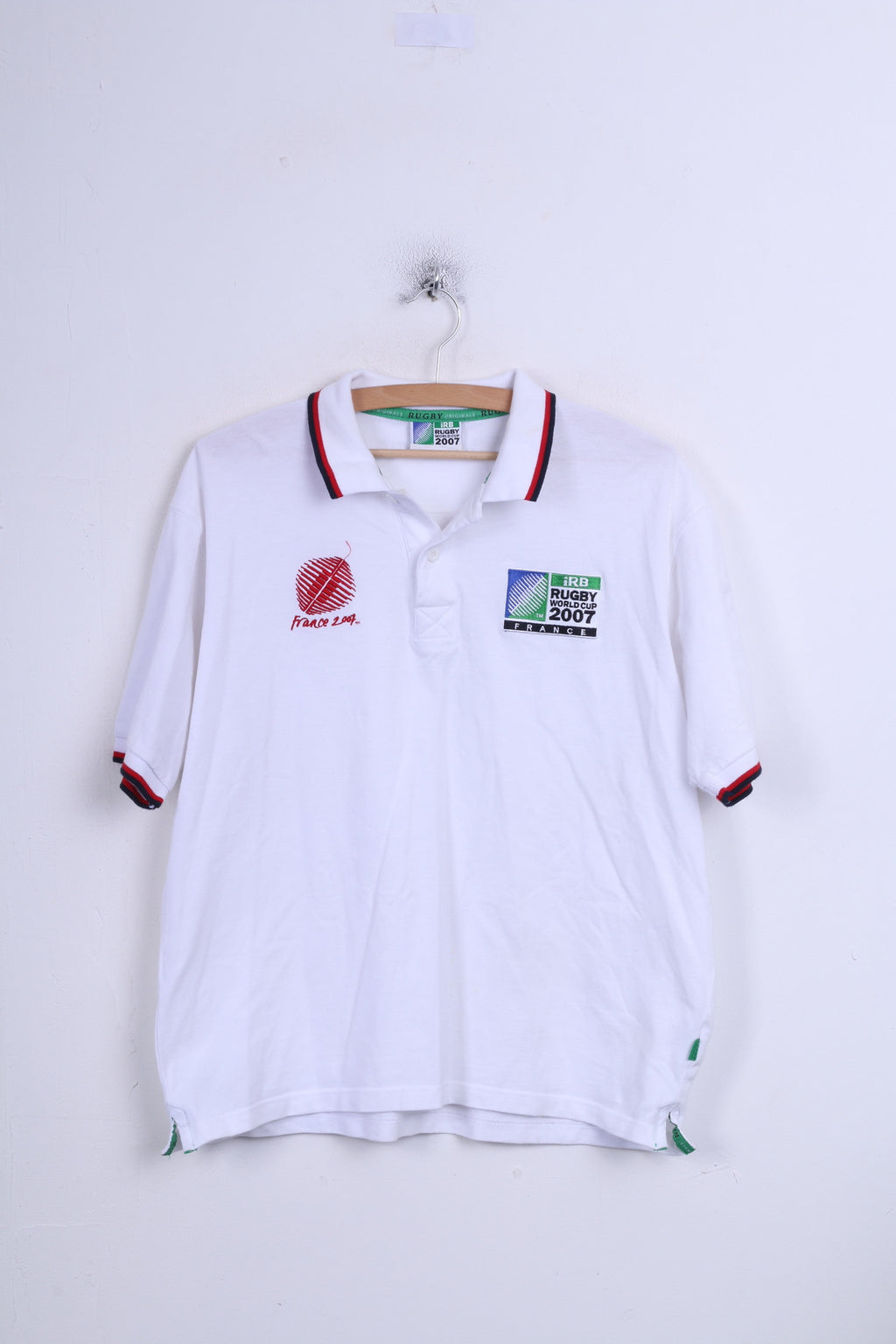 Irb Rugby 2007 Mens M Polo Shirt White Cotton France Sport - RetrospectClothes