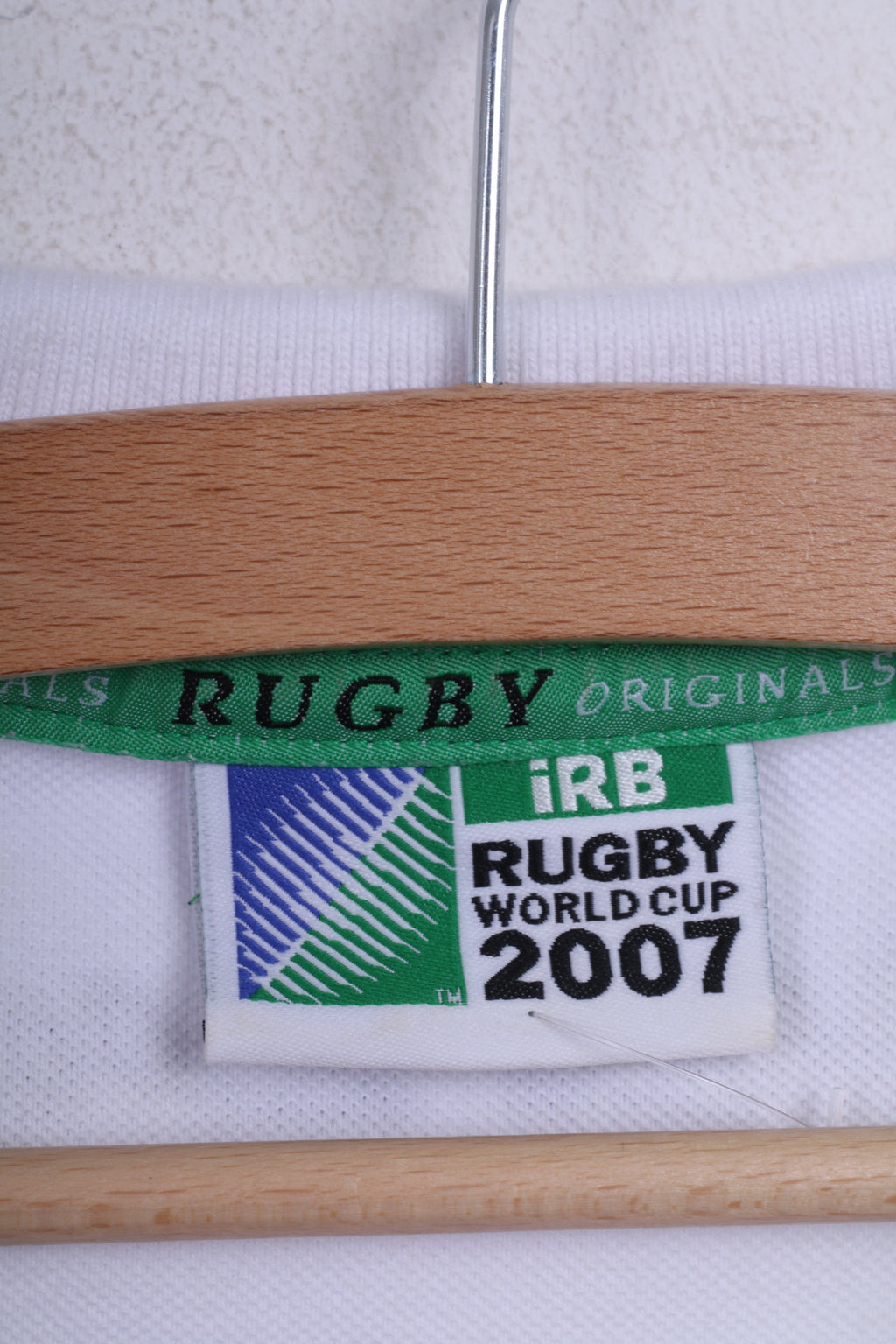 Irb Rugby 2007 Mens M Polo Shirt White Cotton France Sport - RetrospectClothes