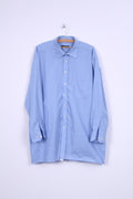 Paul Finley Chemise décontractée XXL 45 Homme Bleu Manches Longues Coton