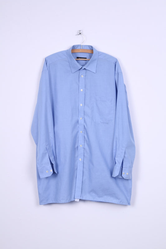 Paul Finley Chemise décontractée XXL 45 Homme Bleu Manches Longues Coton