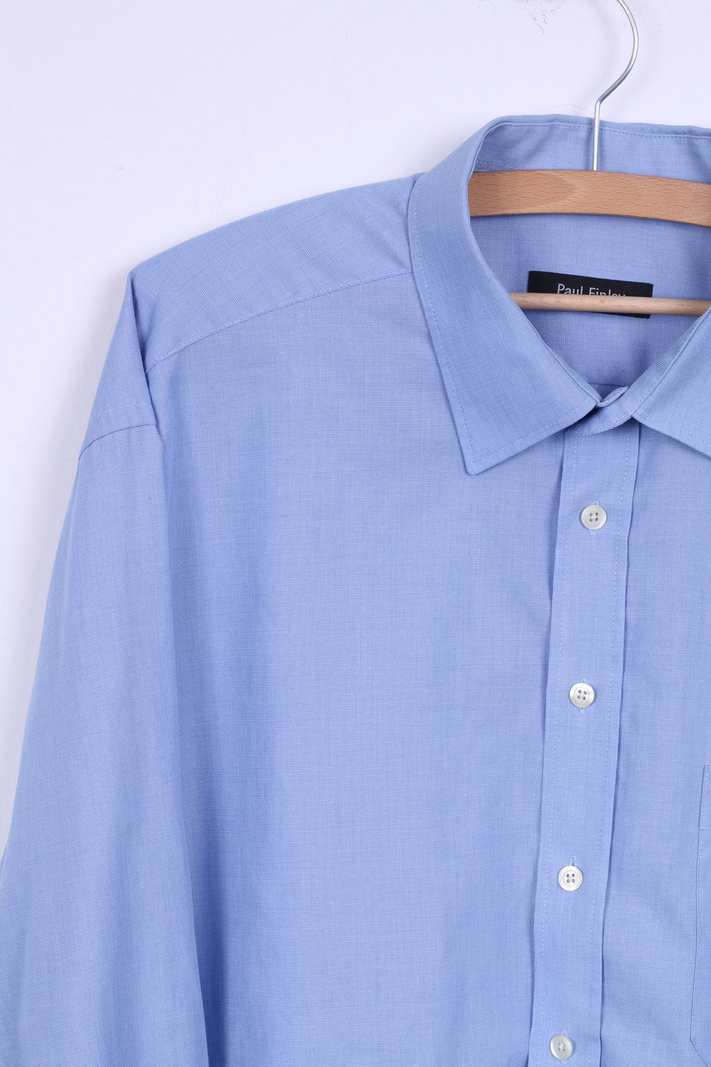 Paul Finley Mens XXL 45 Casual Shirt Blue Long Sleeve Cotton