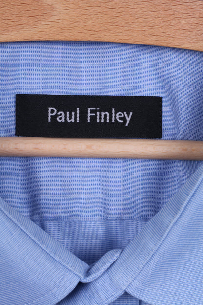 Paul Finley Mens XXL 45 Casual Shirt Blue Long Sleeve Cotton