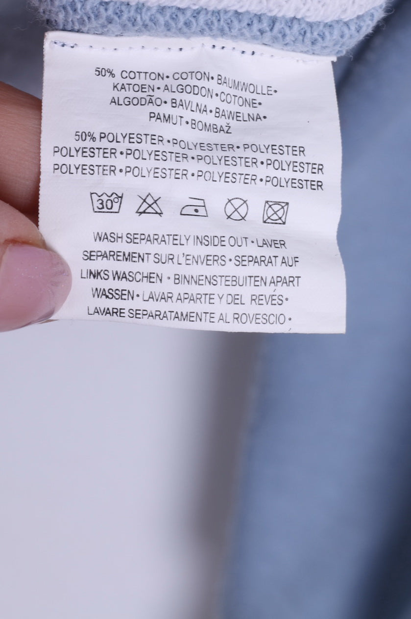 Felpa Kemitch Socialite da uomo L in cotone blu Top con cerniera ricamata Rochers Riders