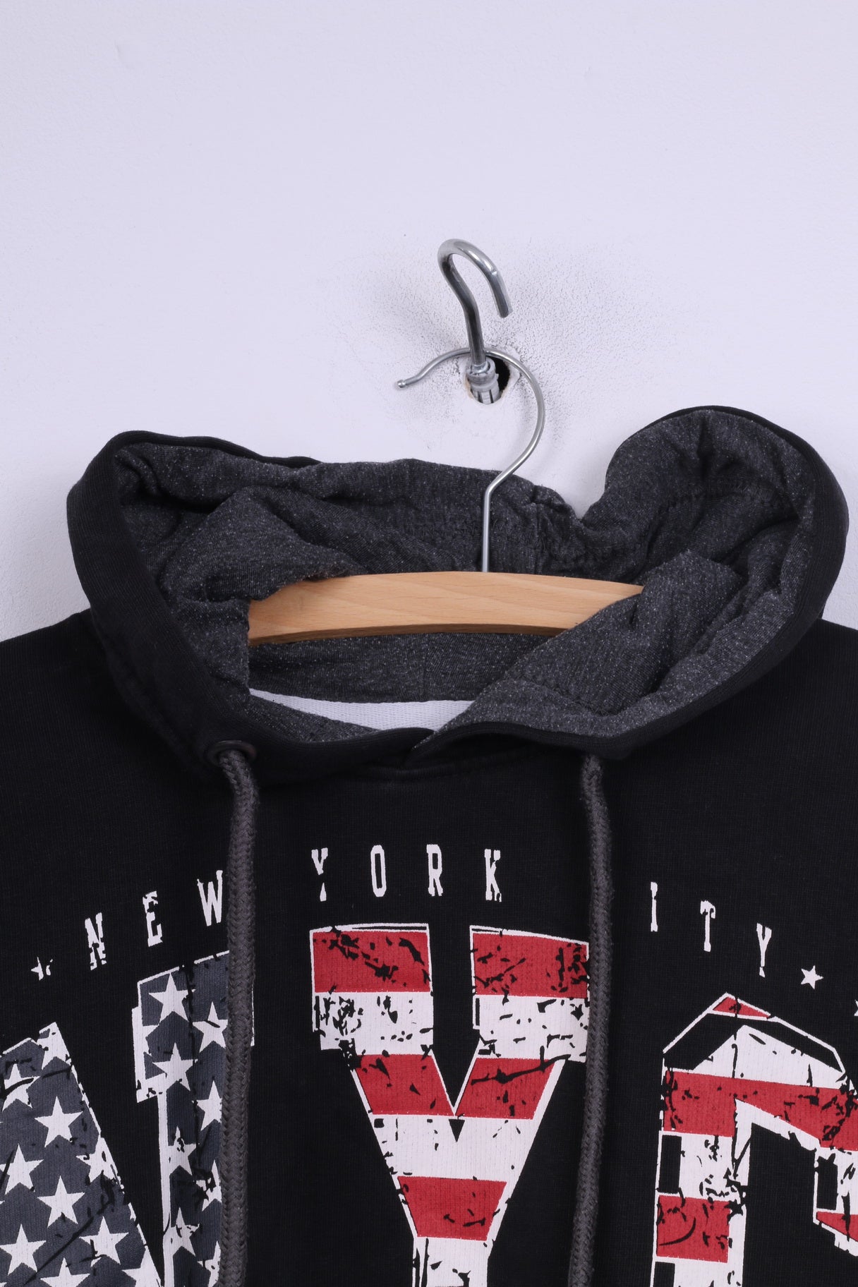 Much More Mens M Sweatshirt Black Hooded Graphic NYC Brooklyn Cotton Jumper