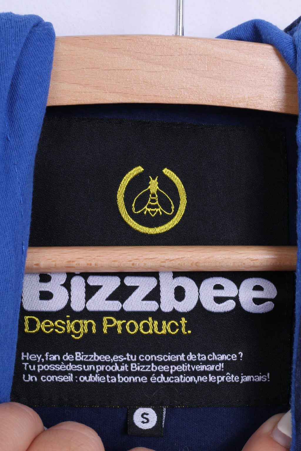 Camicia a maniche lunghe da uomo Bizzbee S in cotone grafico con cappuccio blu scuro