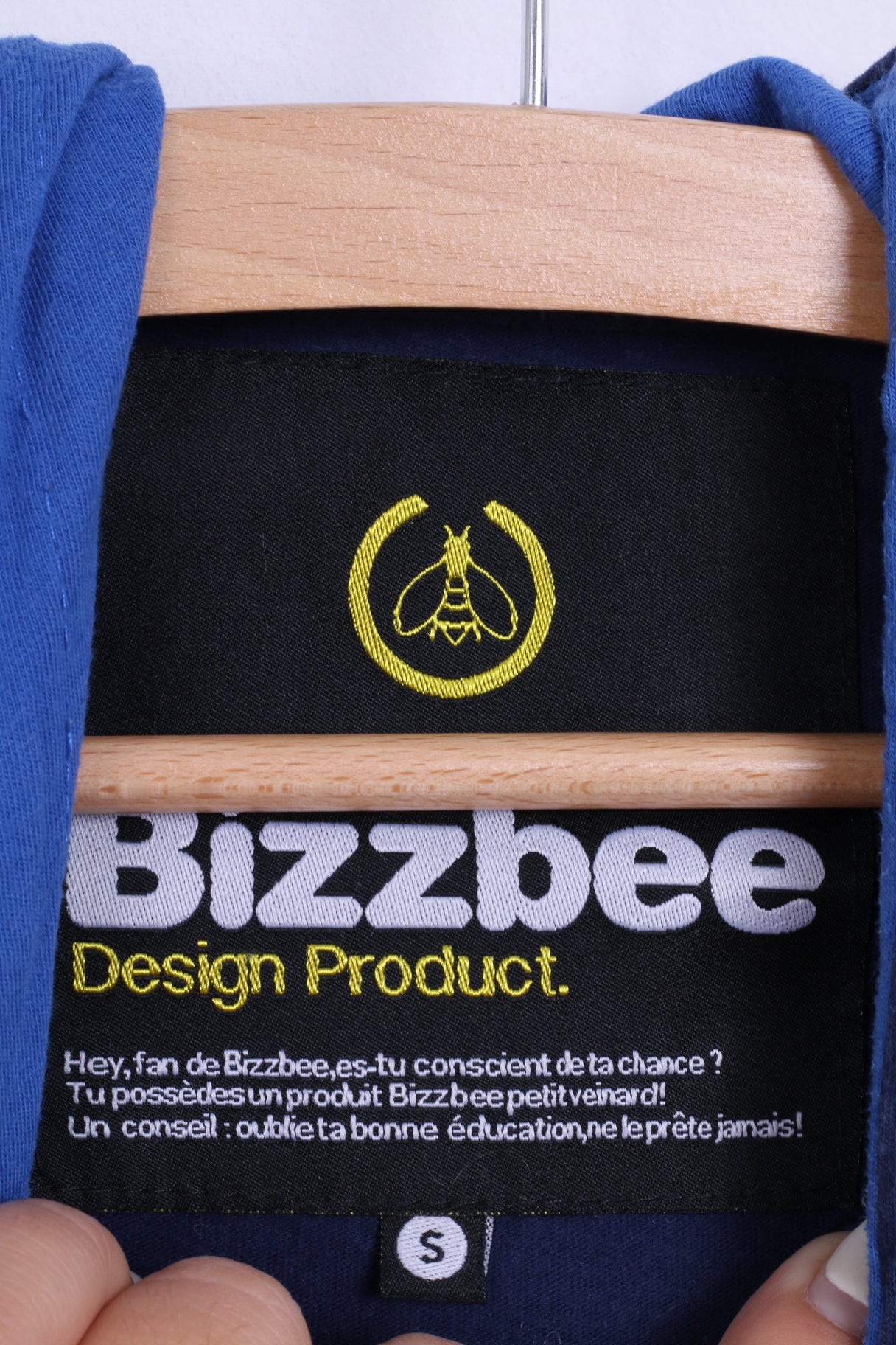 Camicia a maniche lunghe da uomo Bizzbee S in cotone grafico con cappuccio blu scuro