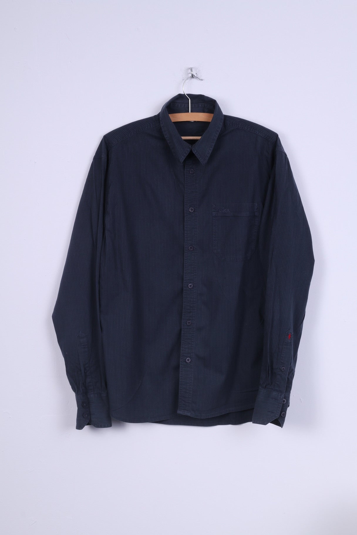 Lee Cooper Camicia casual da uomo L in cotone verde scuro a maniche lunghe a righe