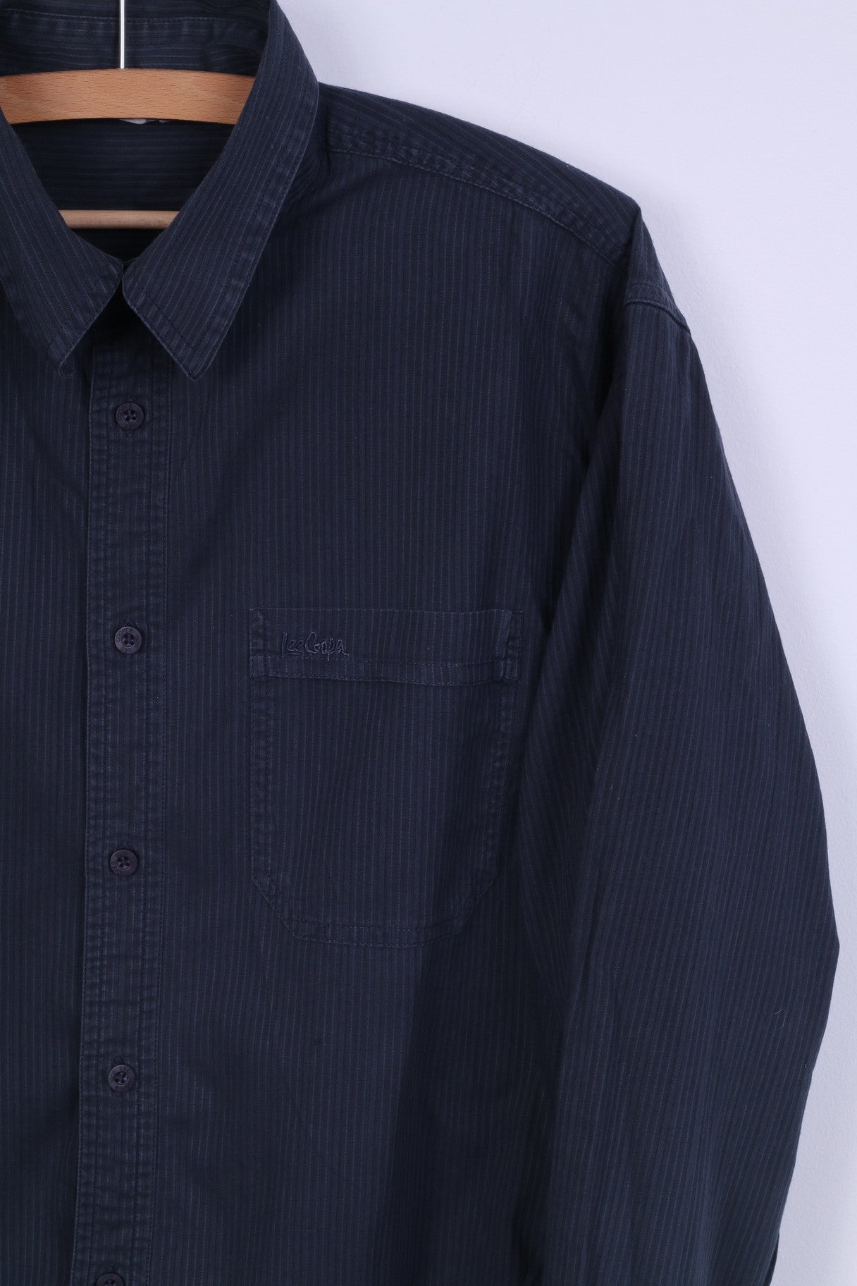 Lee Cooper Camicia casual da uomo L in cotone verde scuro a maniche lunghe a righe