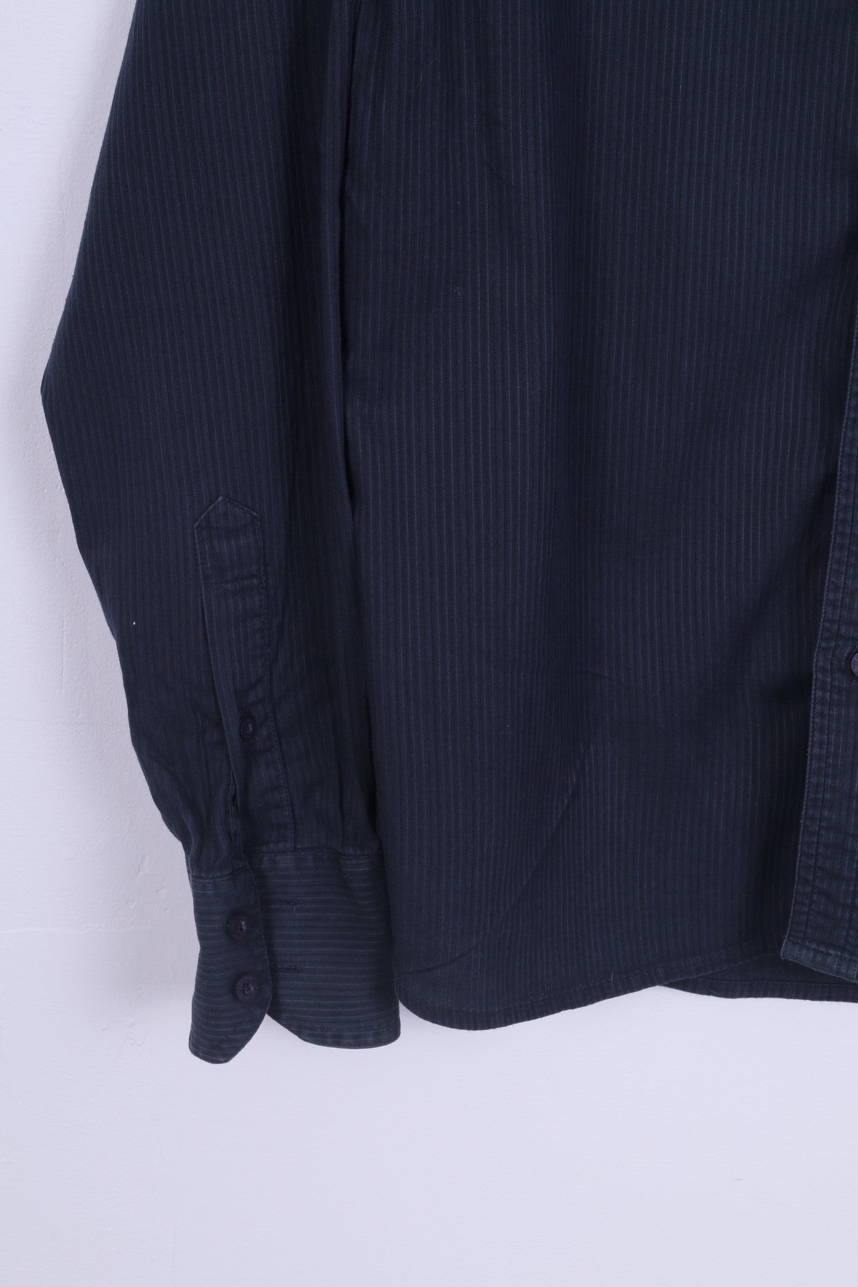 Lee Cooper Camicia casual da uomo L in cotone verde scuro a maniche lunghe a righe