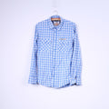 White Fish Boys 170/176 14-15 Age Casual Shirt Check Blue Long Sleeve Top Dognose