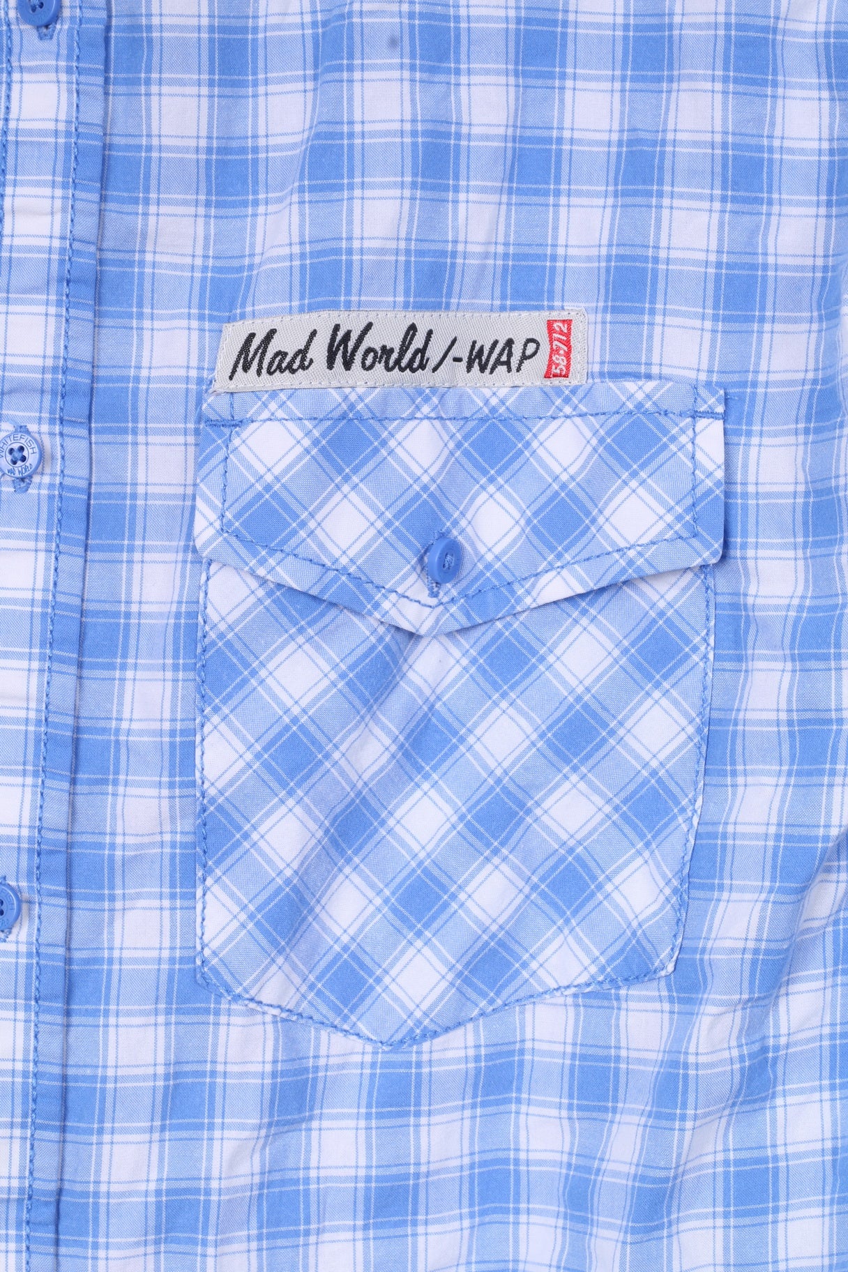 White Fish Boys 170/176 14-15 Age Casual Shirt Check Blue Long Sleeve Top Dognose