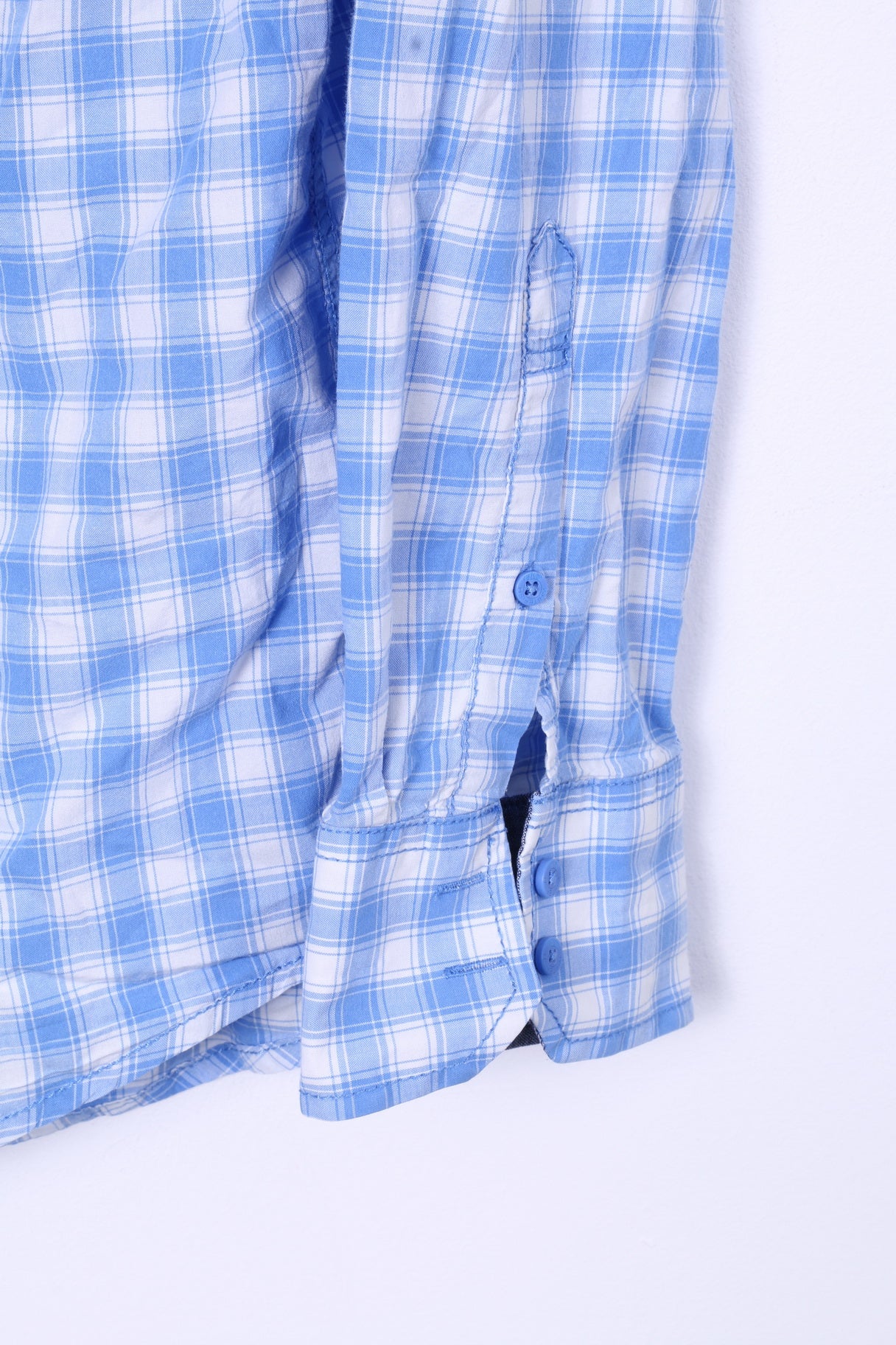 White Fish Boys 170/176 14-15 Age Casual Shirt Check Blue Long Sleeve Top Dognose