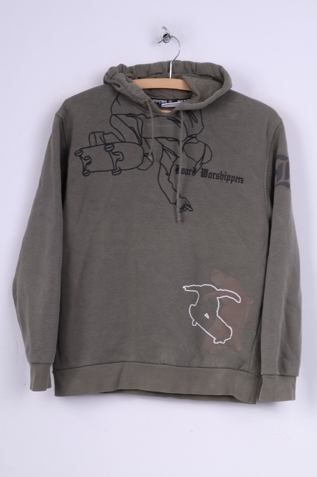 Beat Wear Ragazzi 164 S Felpa Grafica Maglione con cappuccio Adoratori di bordo Verde Abbigliamento sportivo Cotone