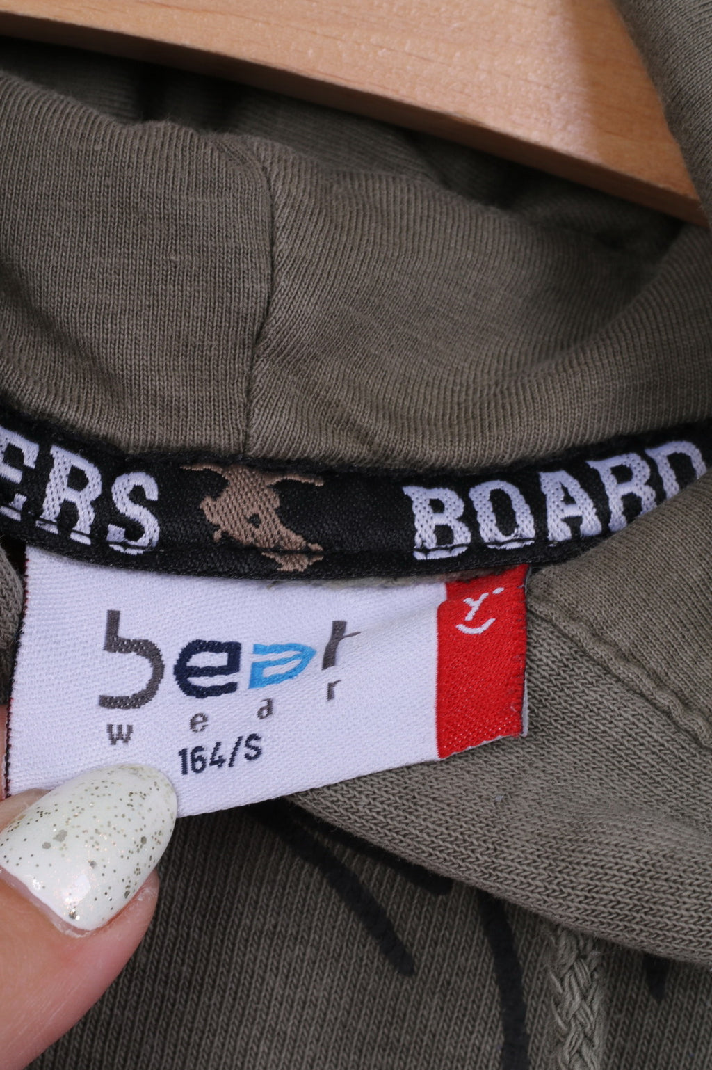 Beat Wear Ragazzi 164 S Felpa Grafica Maglione con cappuccio Adoratori di bordo Verde Abbigliamento sportivo Cotone