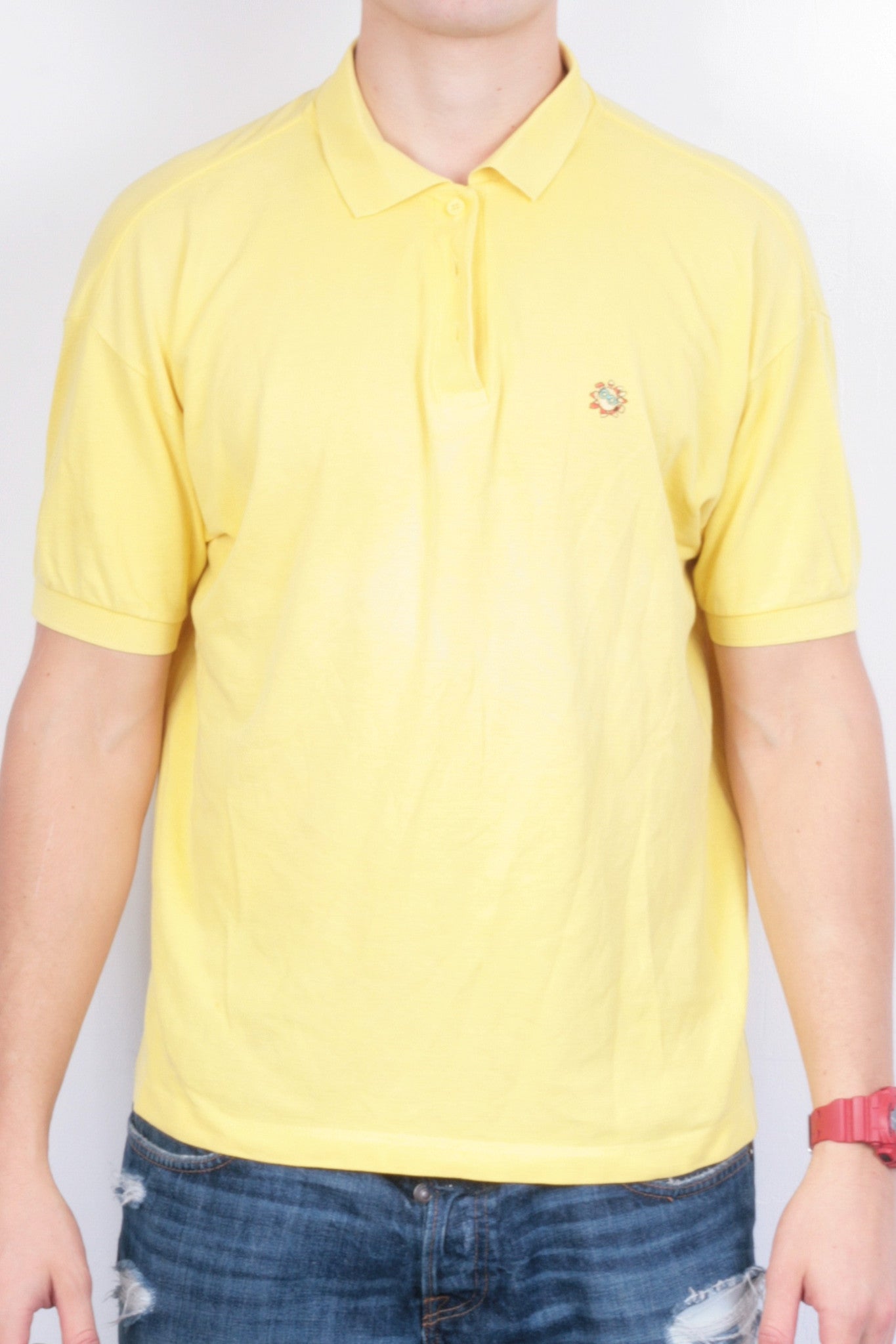 Mauritius Mens XL Polo Shirt Yellow Short Sleeve Cotton - RetrospectClothes