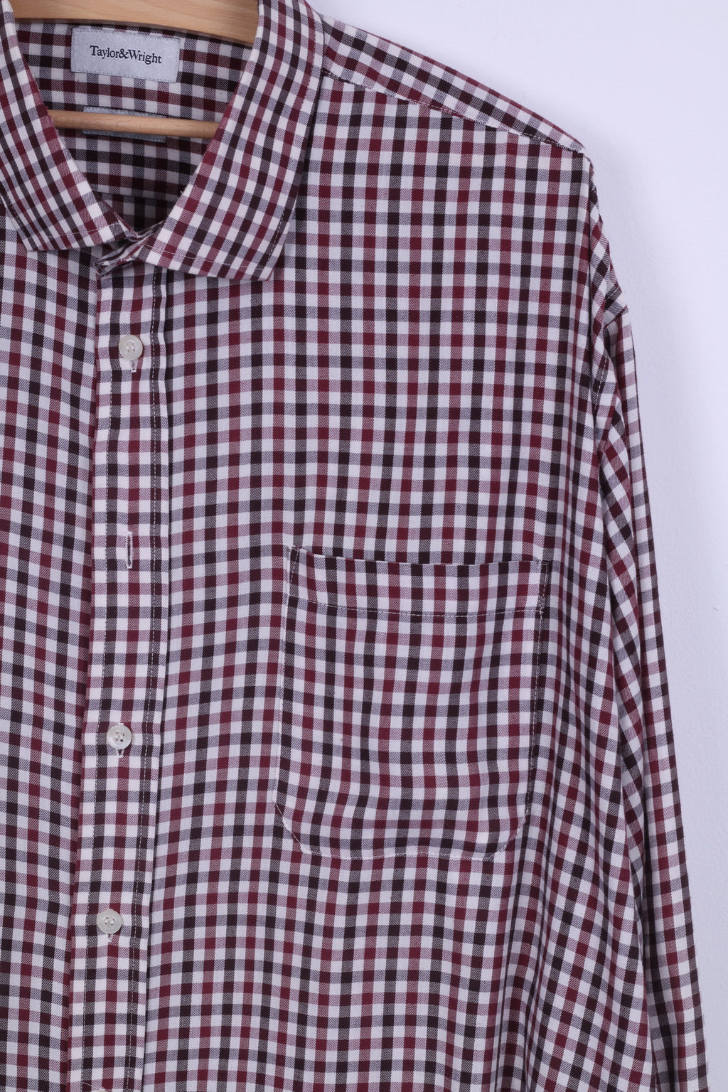 Taylor&amp;Wright Camicia Casual da Uomo 18 Maniche Lunghe Marrone Facile da Stirare