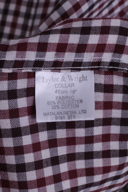 Taylor&Wright Mens 18 Casual Shirt Long Sleeve Maroon Easy Iron
