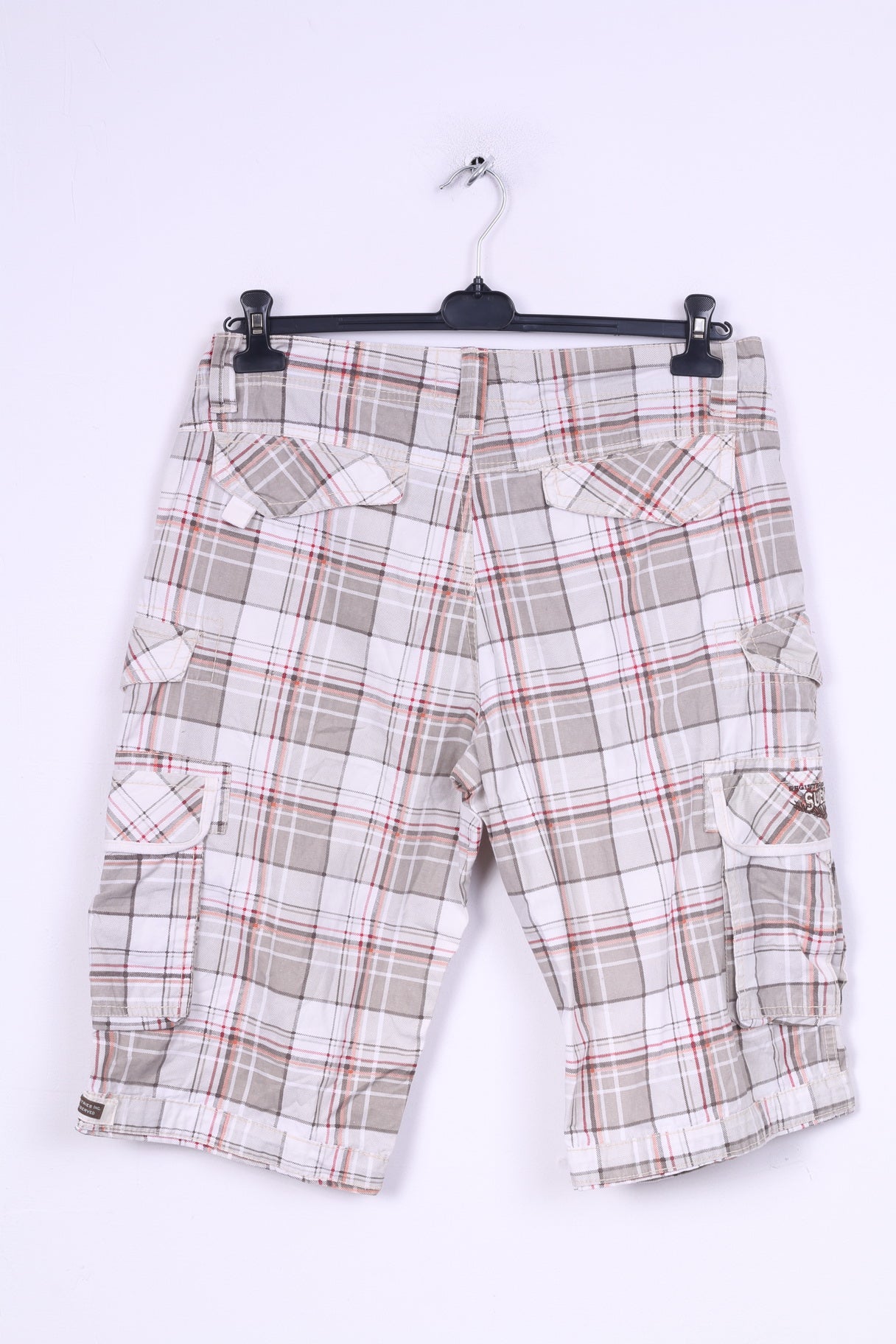 Pantaloncini cargo Sublevel da uomo 32 a quadri in cotone bianco