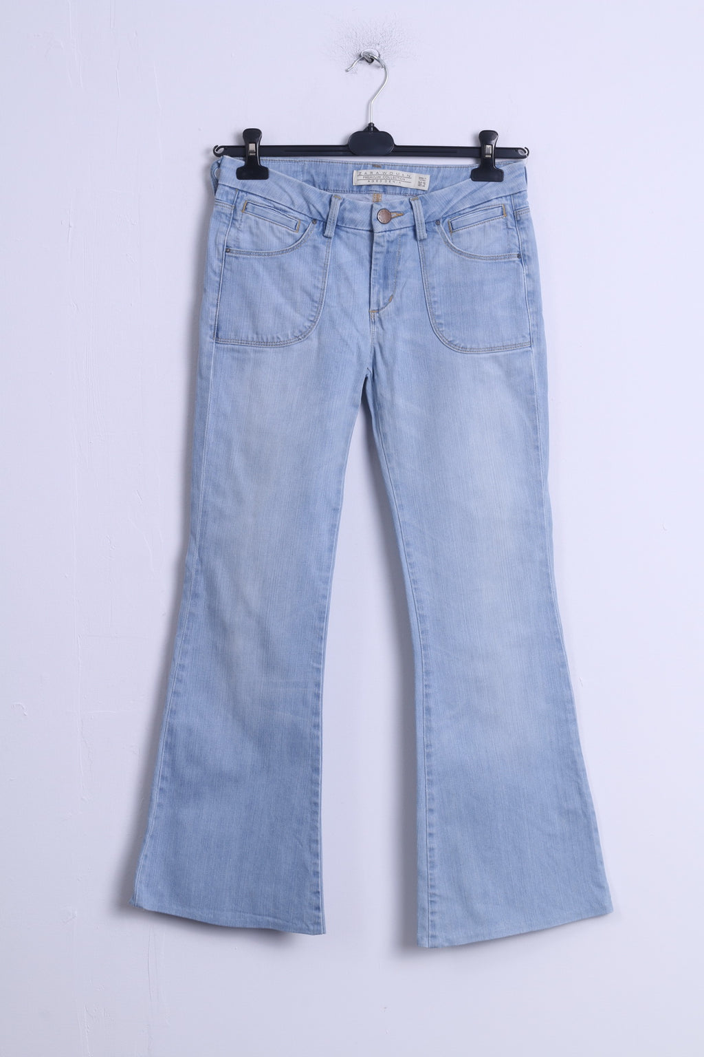 ZARA Donna 36 26 Pantaloni Blue Jeans Pantaloni a campana in cotone con taglio a campana