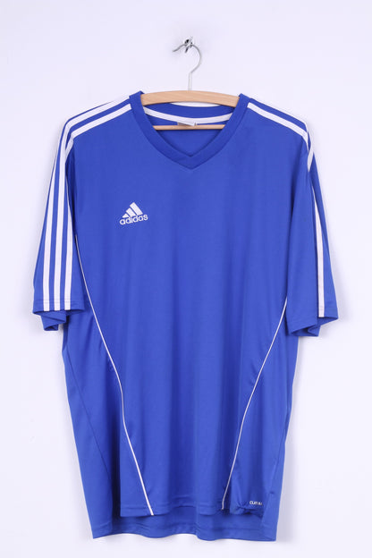 Adidas Homme XL Jersey Bleu Chemise Sport Trening Top 