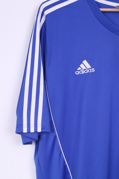 Adidas Homme XL Jersey Bleu Chemise Sport Trening Top 