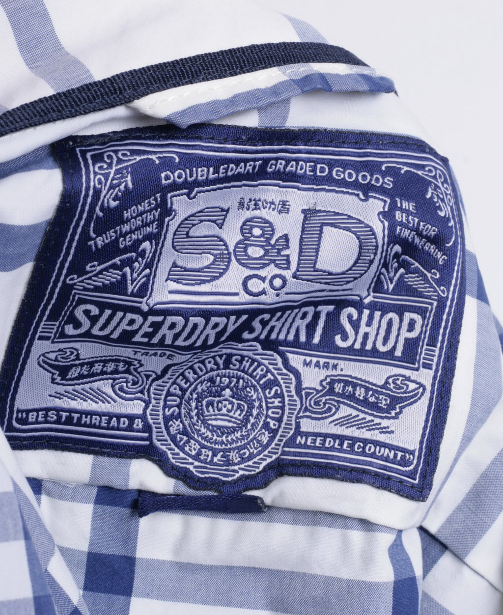 Superdry Mens L Casual Shirt White Check Cotton Long Sleeve - RetrospectClothes