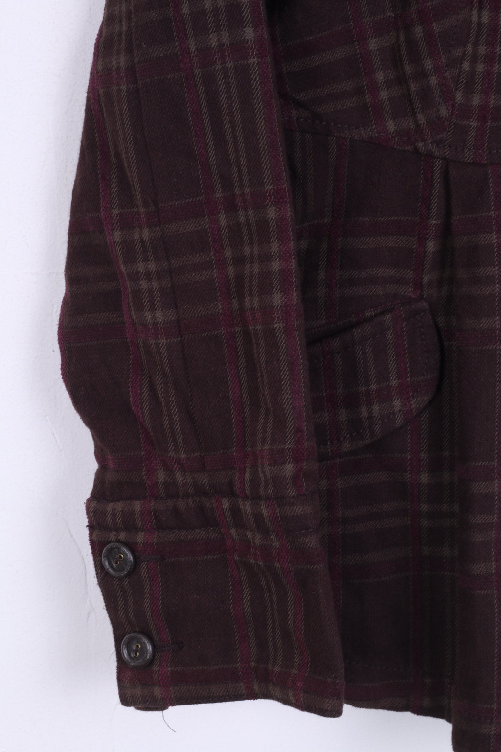 DKNY Jeans Womens S Jacket Purple Check Single Breasted Cotton Brown - RetrospectClothes