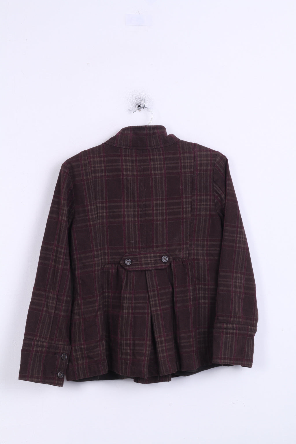 DKNY Jeans Womens S Jacket Purple Check Single Breasted Cotton Brown - RetrospectClothes