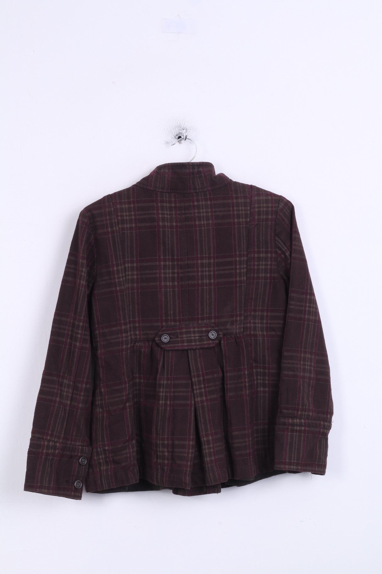 DKNY Jeans Womens S Jacket Purple Check Single Breasted Cotton Brown - RetrospectClothes