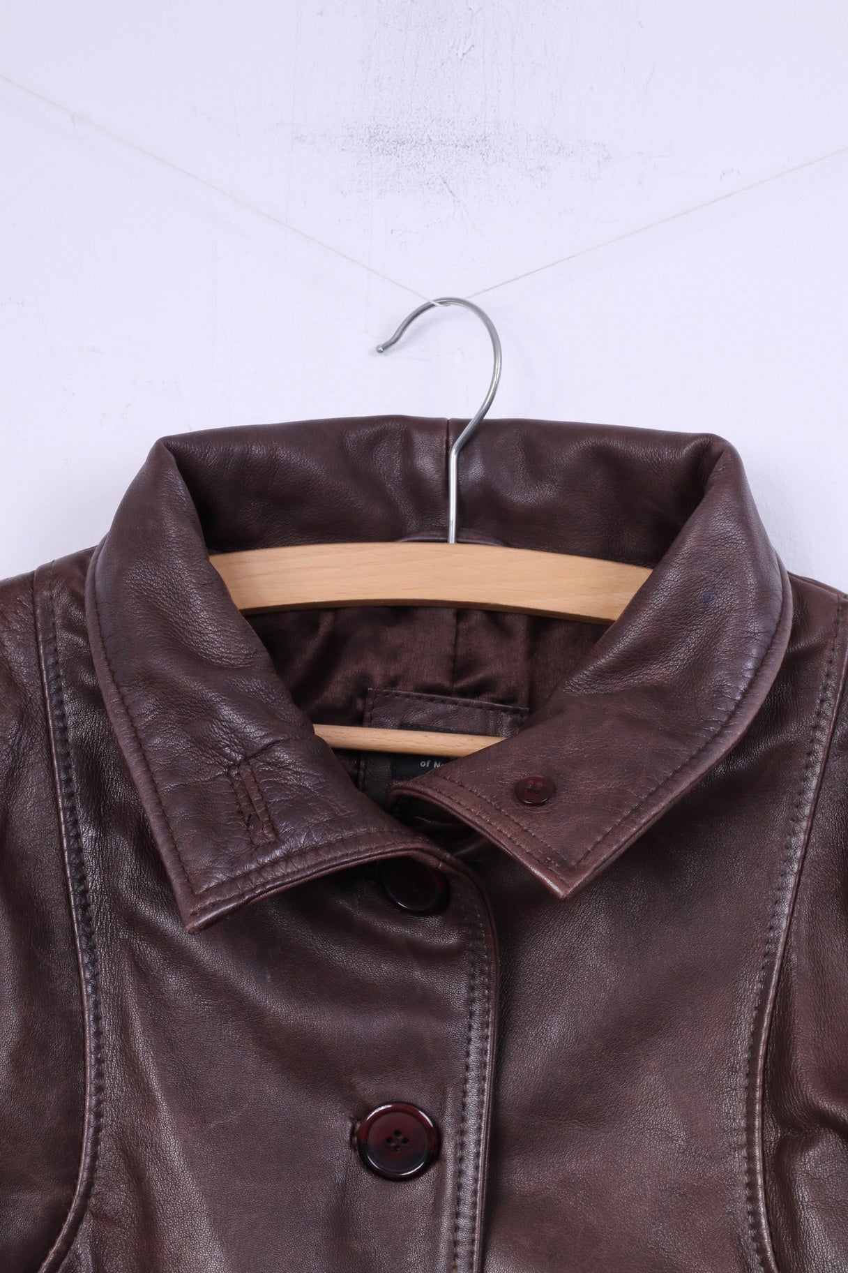 Cappotto Aleksander Of Norvegia da donna 40 M. Top monopetto in pelle marrone scuro 