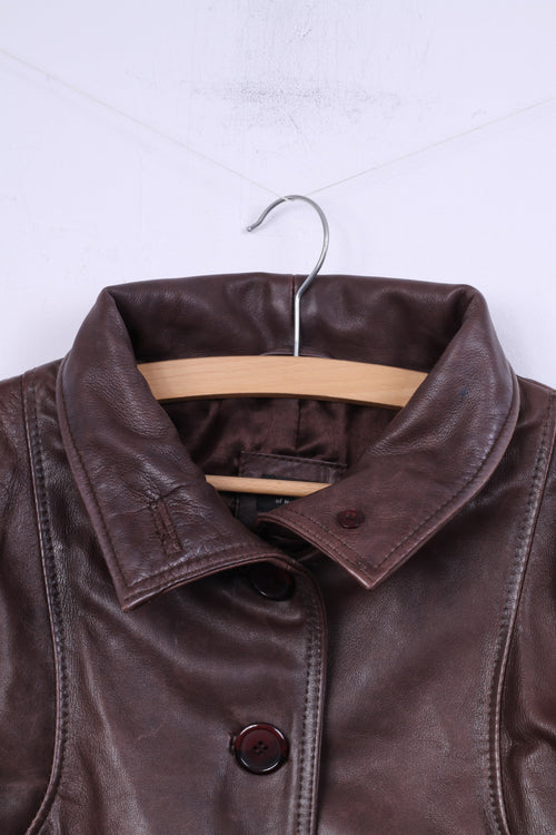 Aleksander Of Norway Women 40 M Coat Jacket Dark Brown Leather Single Breasted Top