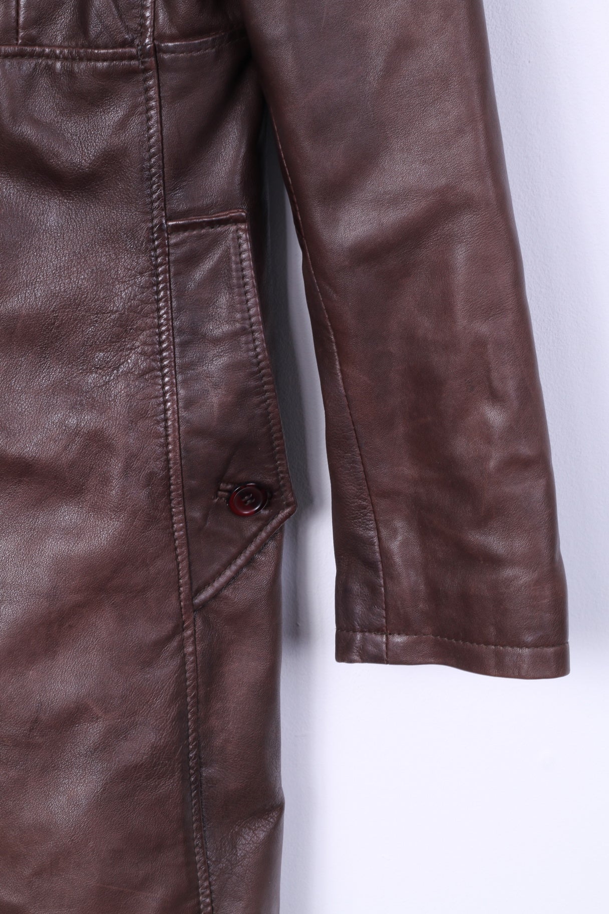 Aleksander Of Norway Women 40 M Coat Jacket Dark Brown Leather Single Breasted Top