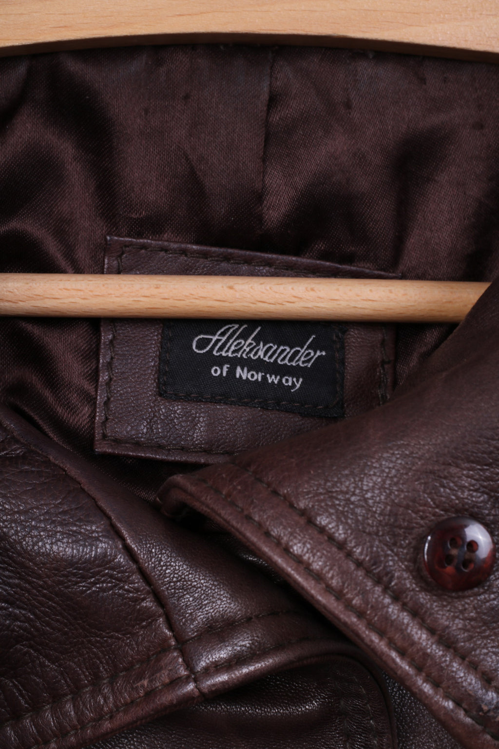 Cappotto Aleksander Of Norvegia da donna 40 M. Top monopetto in pelle marrone scuro 
