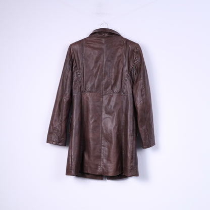 Aleksander Of Norway Women 40 M Coat Jacket Dark Brown Leather Single Breasted Top