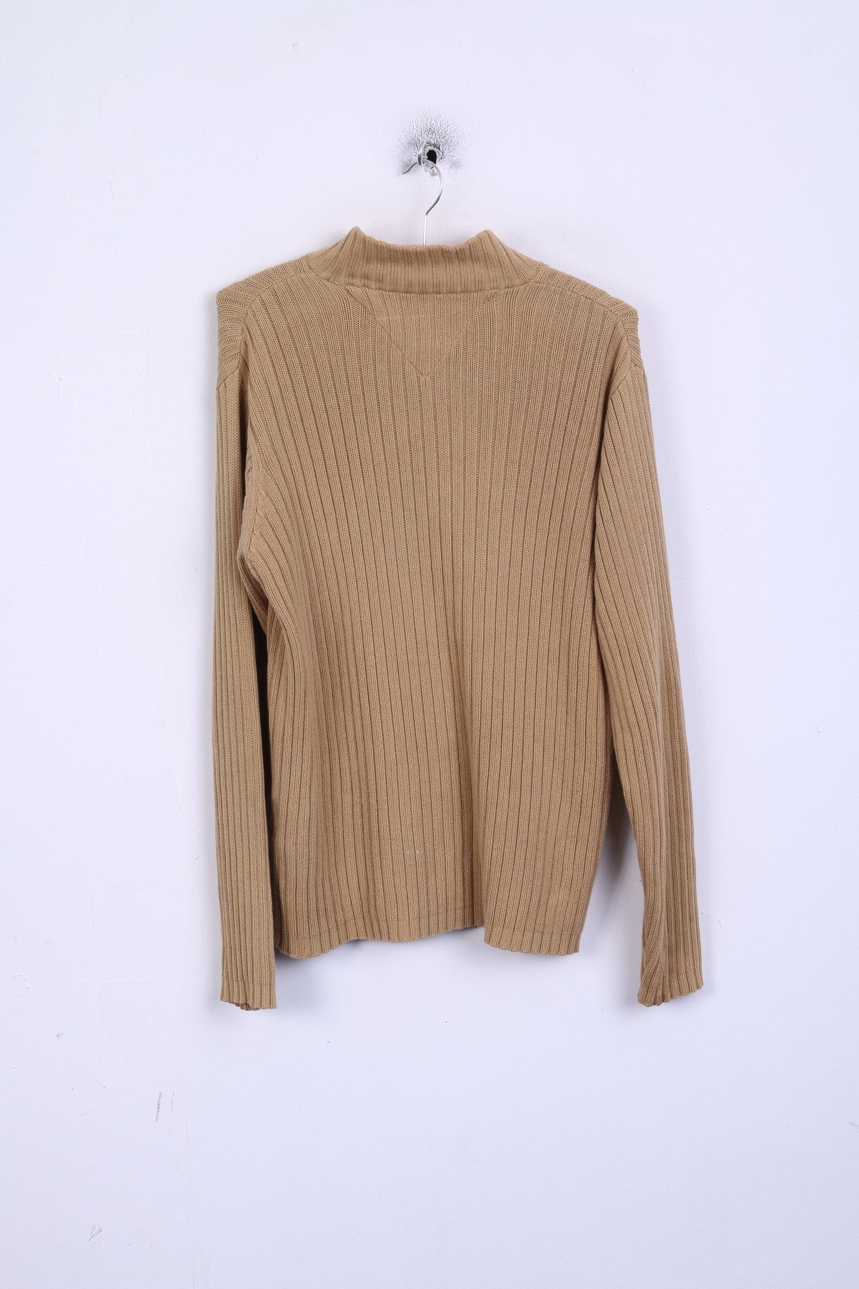 Maglione maglione da uomo Tommy Hilfiger L color cammello in cotone lavorato a maglia