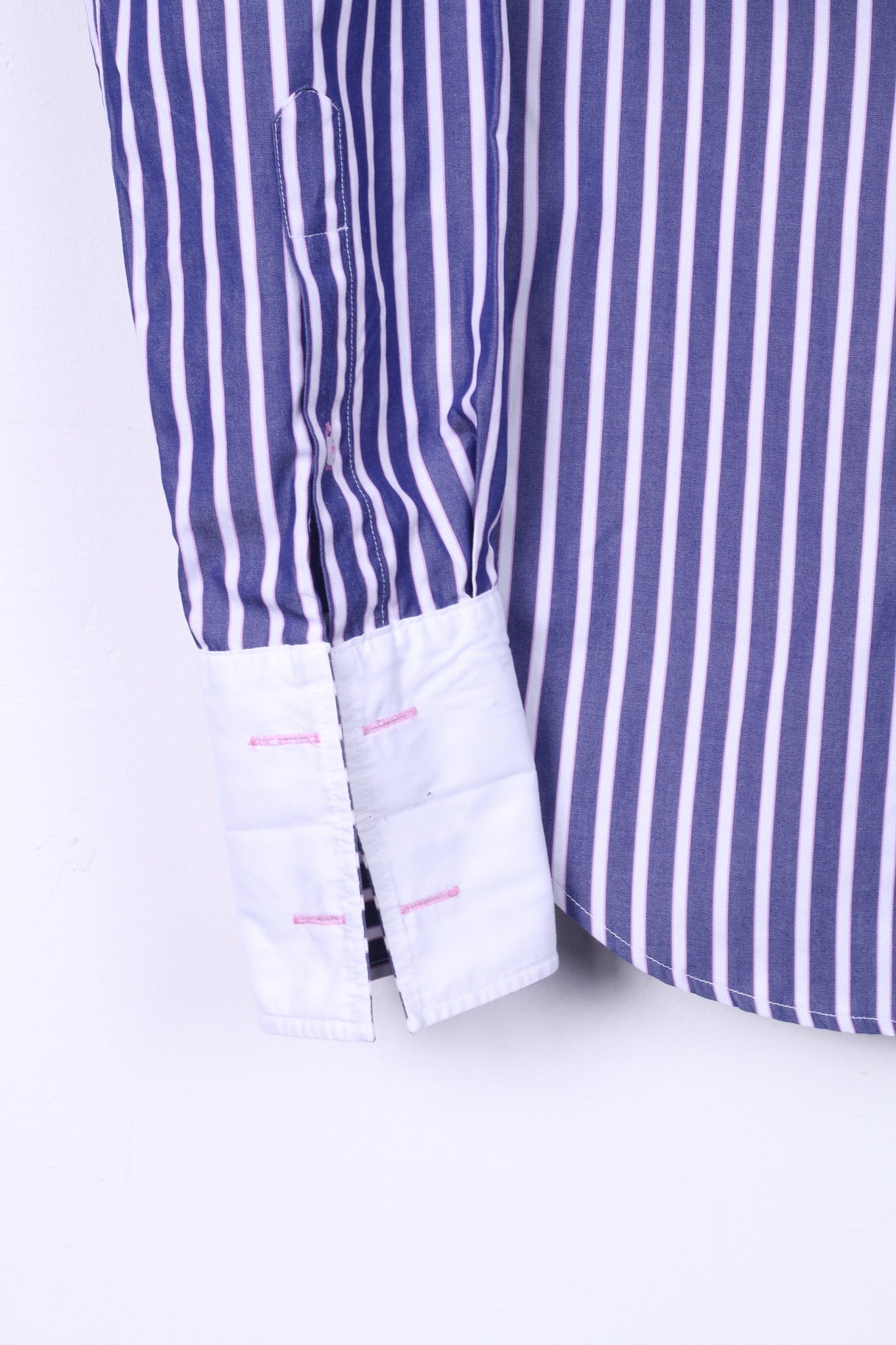 TM Lewin Chemise formelle pour homme en coton rayé bleu 36 15,5 S entièrement ajustée