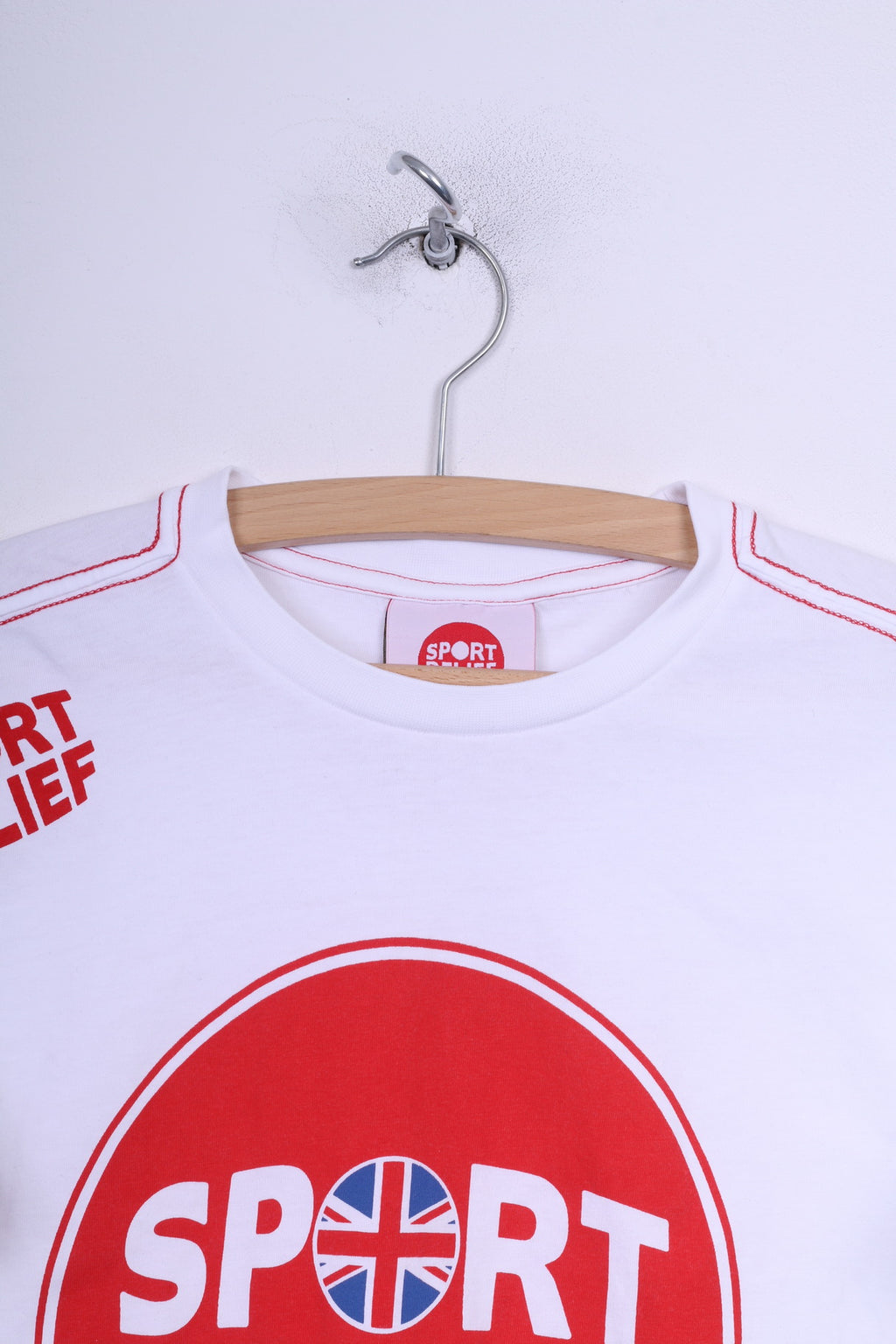 Sport Relief 2012 Camicia grafica da ragazzo 13 anni in cotone bianco 