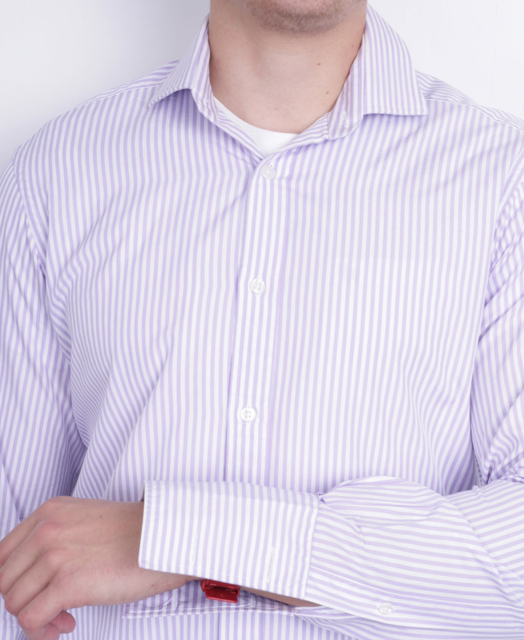 T.M. Lewin Mens 15.5/34.5 XL Formal Shirt Blue Slim Fit Cotton White Cufflinks - RetrospectClothes