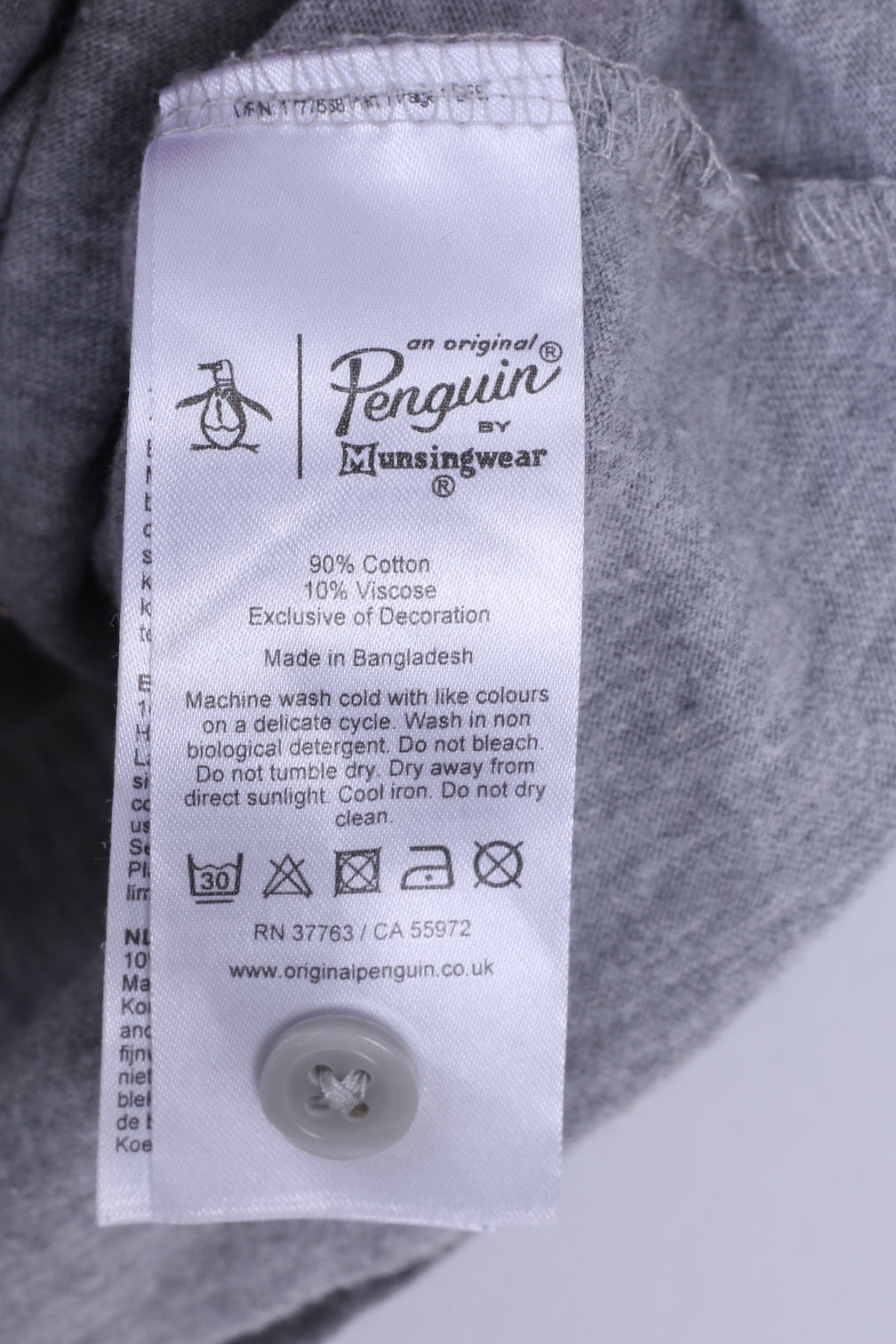 Polo da uomo Penguin M (S) in cotone grigio colletto blumanica corta