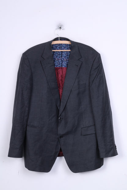 Van Kollem Mens 48 L Jacket Blazer Dark Grey Single Breasted Wool Vintage