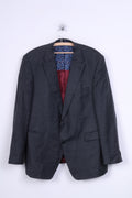 Giacca da uomo Van Kollem 48 L Blazer grigio scuro monopetto in lana vintage