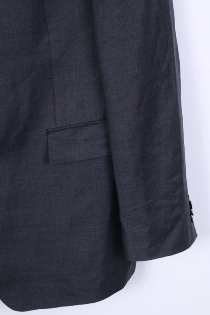Van Kollem Mens 48 L Jacket Blazer Dark Grey Single Breasted Wool Vintage