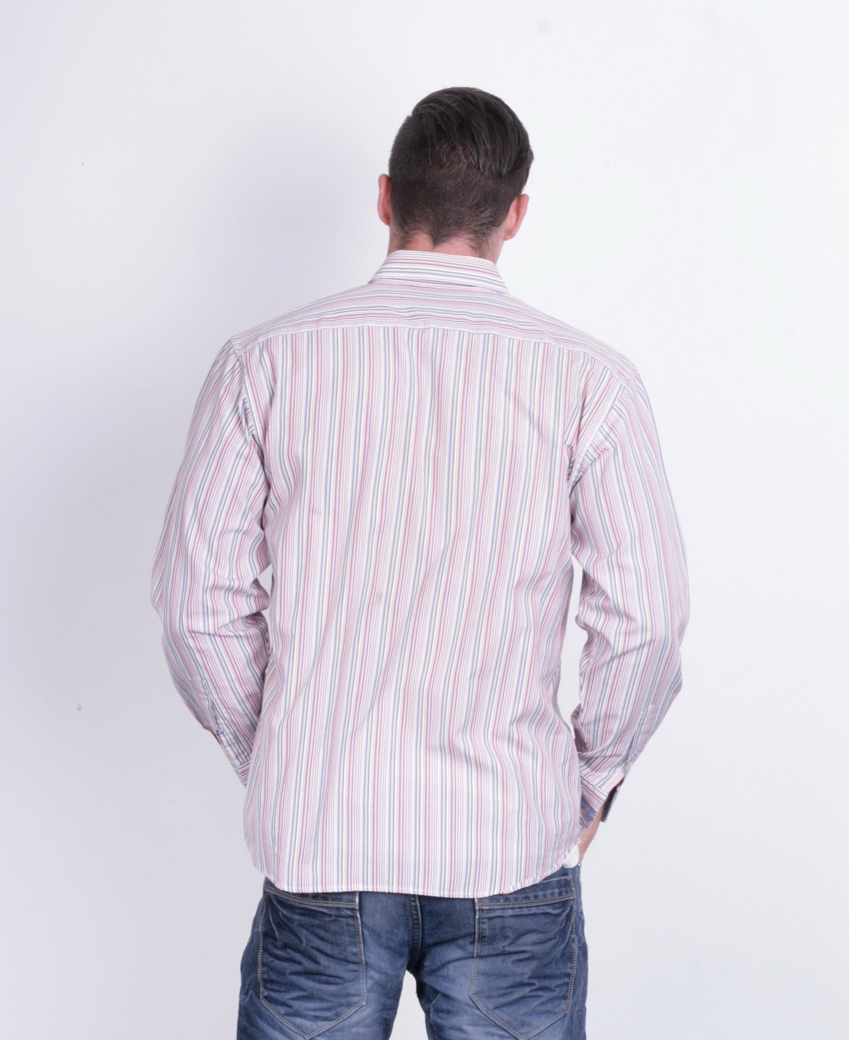Redgreen Mens L Casual Shirt Striped Multi Colour Cotton - RetrospectClothes