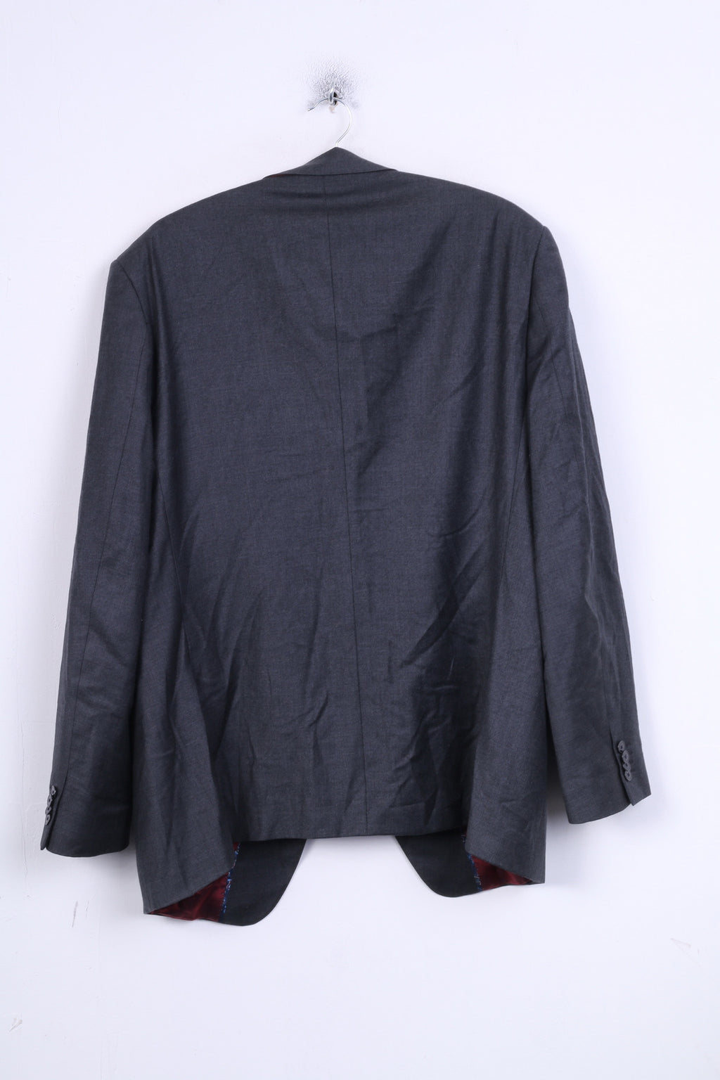 Giacca da uomo Van Kollem 48 L Blazer grigio scuro monopetto in lana vintage