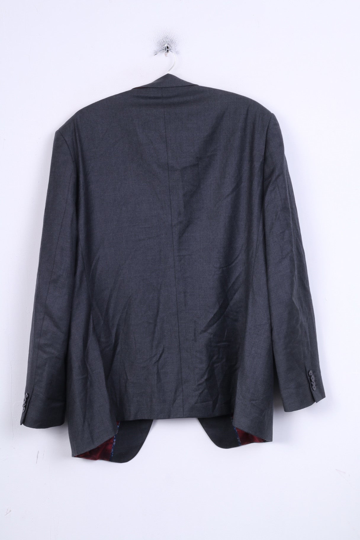 Giacca da uomo Van Kollem 48 L Blazer grigio scuro monopetto in lana vintage